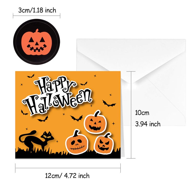 TUPARKA 30 Pack Halloween Greeting Cards with Envelopes and Halloween Stickers, 6 Halloween Designs - Image 3